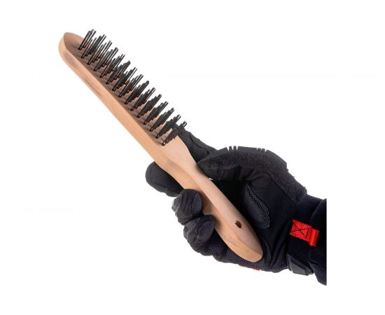 Щётка с деревянной рукояткой, стальная щетина, 4-х рядная Дело техники 270404 – изображение 5