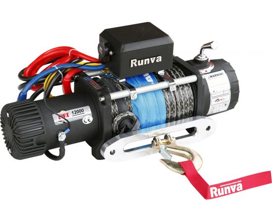 RUNVA Лебёдка автомобильная электрическая 12V 12000 lbs 5443 кг синтетический трос EWX12000SR 