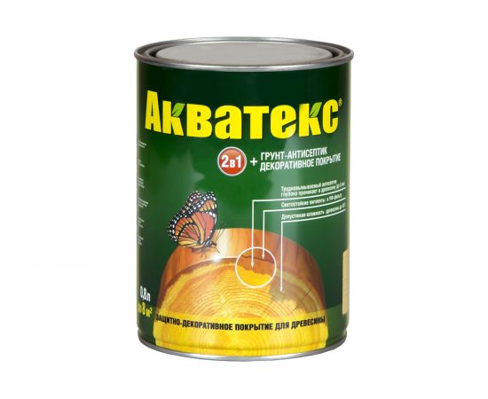 Защитно-декоративное покрытие Акватекс для древесины, белое, полуматовое 0,8 л. 6 10452 