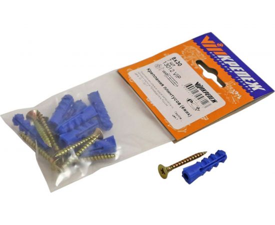 Набор крепления плинтусов VIPкрепеж 8/30 дюбель ежик 7шт/7шт 13012 VIP – изображение 4