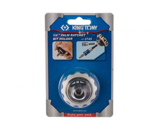 Трещотка вороток 1/4"", бесшаговая, дисковый механизм, для вставок бит KING TONY 2745 – изображение 6