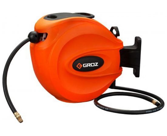 Катушка со шлангом из вулканизированной резины армированные с фитингами 15 м воздух/вода GROZ GR47940 
