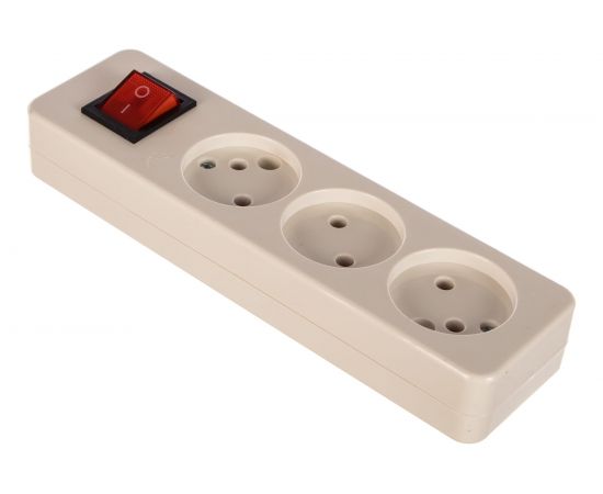 Колодка без зазeмления, с выключателем, 3 гнезда ЭРА K-3s Б0003479 