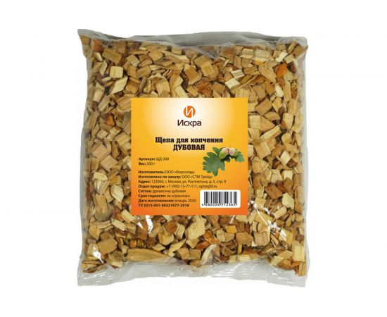 Дубовая щепа для копчения Искра 200 гр ЩД-200 