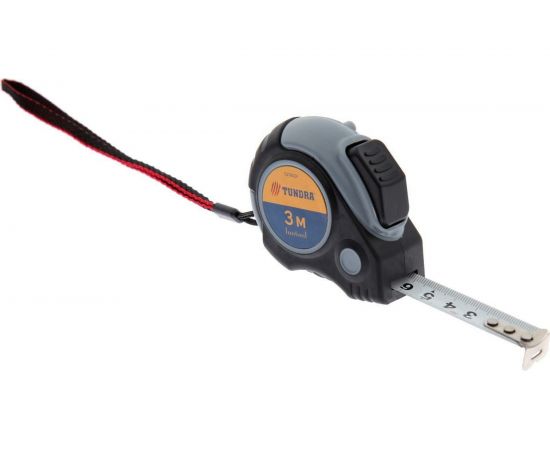 Рулетка TUNDRA двухкомпонентный корпус, автостоп, 3 м х 16 мм 5276524 
