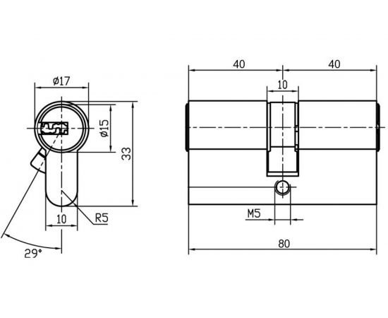 Цилиндр DOORLOCK DL Standard 40x40 мм PN матовый никель 3 ключа 72032 – изображение 2