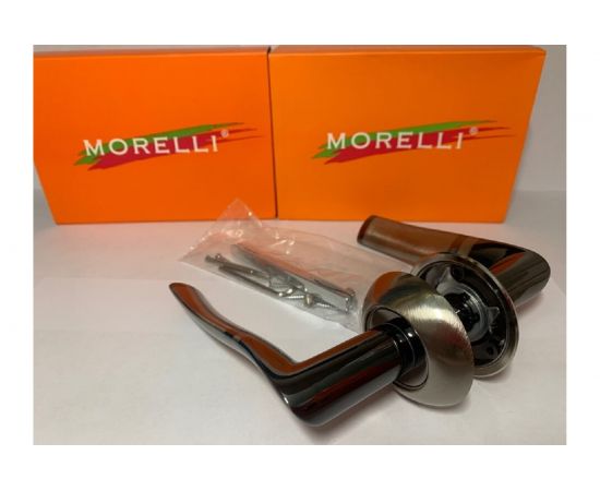 Дверная ручка MORELLI "Фонтан", цвет-бел. никель/черн. никель DIY MH-04 SN/BN 9010556 – изображение 2