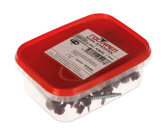 Кровельный саморез ГОСКРЕП 4.8х51 RAL 3005 красное вино, 40 шт., пл.конт 280 мл 2-0017590 – изображение 3