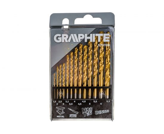 Набор сверл по металлу HSS-TiN 1.5-6.5 мм 13шт. GRAPHITE 57H198 – изображение 3