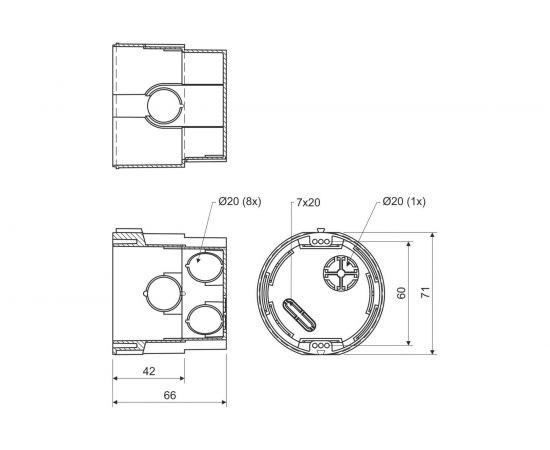 Установочная коробка KOPOS для твердых стен D71х66 мм KPR 68_KA – изображение 3