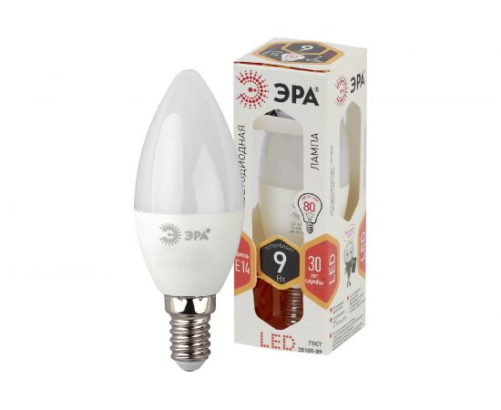 Светодиодная лампа ЭРА LED B35-9W-827-E14, свеча, теплый Б0027969 – изображение 6