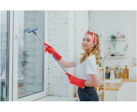 Окномойка Доляна с поролоновой насадкой, металлической телескопической ручкой 826279 – изображение 8