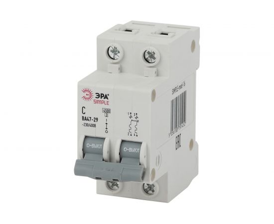 Автоматический выключатель ЭРА SIMPLE ВА 47-29 2P 25А C 4,5кА Б0039231 