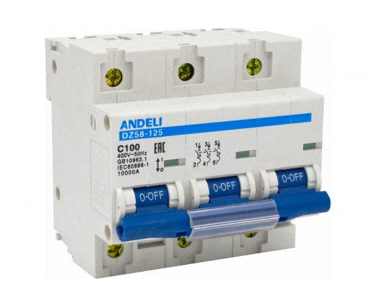 Автоматический выключатель ANDELI DZ58-125 3P 125A х-ка 8-12In ADL01-642 