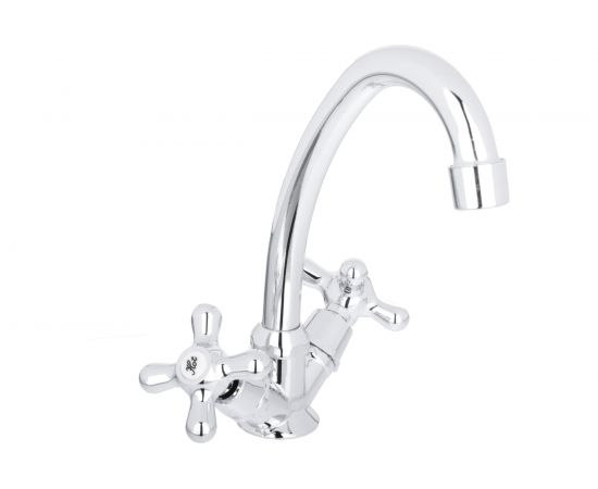 Смеситель для кухни СоюзКран поворотный излив 20 см, керамический кран-буксы 1/2, хром, цинк SK01-T204 567-063 