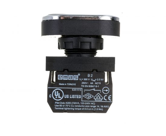 Нажимная кнопка Emas серия B, сдвоенная, черно-белая, 1НО+1НЗ, 250 В AC, 4 А, 8 шт. B102K20HB – изображение 2