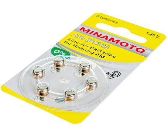 Слуховая батарейка Minamoto A10 PR70, 6 card 8810 – изображение 2
