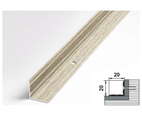 Порог угловой внутренний алюминиевый (20х20 мм; 0.9 м; декоративный; дуб беленый) Лука 00000002429 – изображение 2