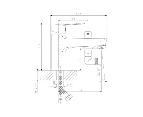 Смеситель Rossinka на борт ванны на 1 отверстие S35-38 – изображение 3