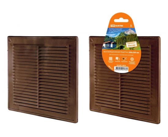Разъемная решетка с москитной сеткой TDM ЭКО 208х208 мм коричневая SQ1807-0079 