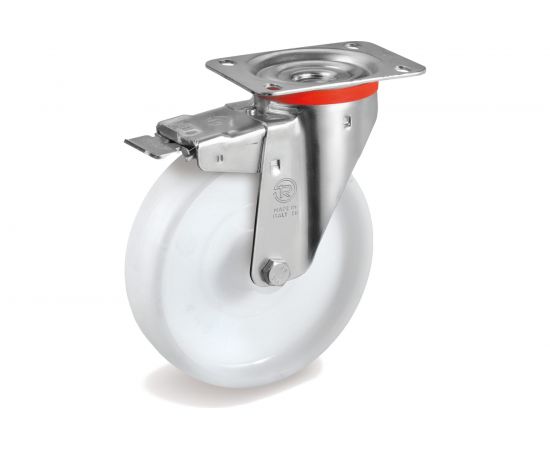 Колесо с вращающейся опорой, пластиной крепления и передним тормозом (100 мм; 200 кг) Tellure rota 686802 