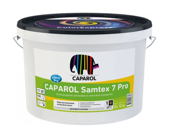 Краска CAPAROL CAPAMIX SAMTEX 7 ELF BAS 1 латексная,износостойкая, шелк.-мат. 10л,Россия 948101105 