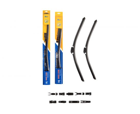 Комплект бескаркасных щеток стеклоочистителя KRAFT 600/475 мм, 10 адаптеров KT 830851 