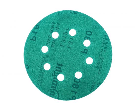 Круг шлифовальный FILM L312TV (100 шт; 125 мм; на липучке; 8 отв; зелёный; P180) SUNMIGHT 53210 