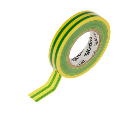 Изолента ПВХ KRANZ 15 мм х 25 м, 0.13 мм, желто-зеленая KR-09-2107 – изображение 2