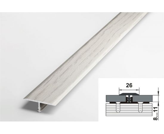 Порог т-образный алюминиевый (26 мм; 2.7 м; декоративный; дуб арктик) Лука УТ000038780 – изображение 2