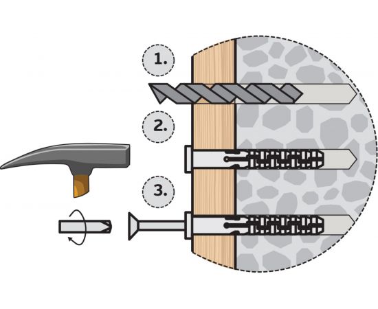 Нейлоновый распорный дюбель для сквозного монтажа с шурупом ЕВРОПАРТНЕР PNDS 8x80mm, 60 шт 86709 – изображение 2