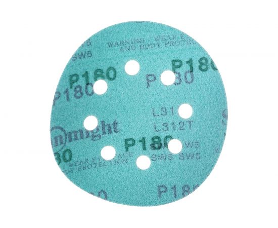 Круг шлифовальный FILM L312TV (100 шт; 125 мм; на липучке; 8 отв; зелёный; P180) SUNMIGHT 53210 – изображение 2
