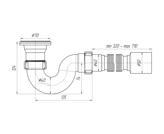 Сифон для поддона АНИ Пласт трубный, 1 1/2 дюйма x 40 мм, гофра, 40х50 мм, нержавеющая сетка E115 025-0104 – изображение 2