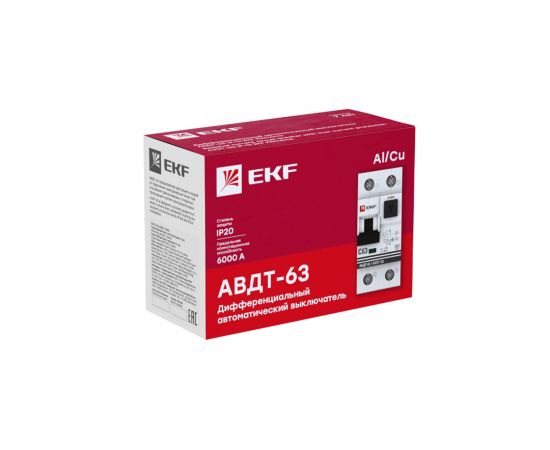 Дифференциальный автомат EKF АВДТ-63, 20А/30мА, 6кА, PROxima SQDA63-20-30e – изображение 3