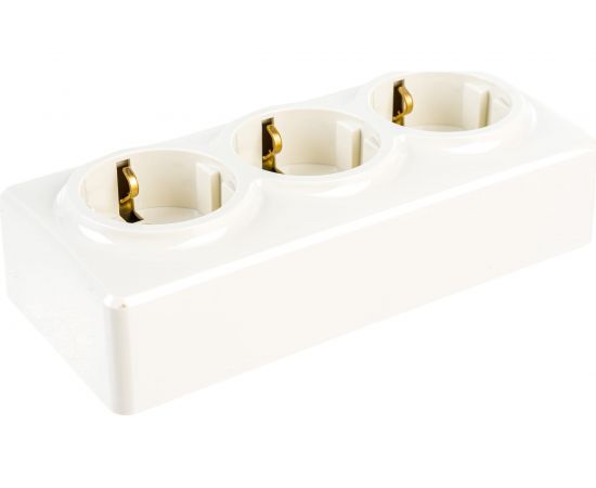 Розетка ЭРА 11-2208-02 3х2P E Schuko, 16A-250В, IP20, ОУ, Эксперт, сл.кость Б0020701 – изображение 3