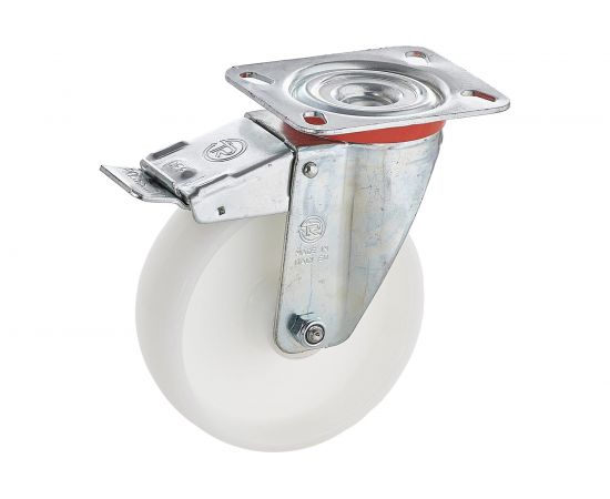 Колесо с вращающейся опорой, пластиной крепления и передним тормозом (100 мм; 200 кг) Tellure rota 686802 – изображение 6