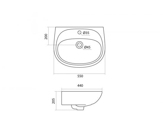 Умывальник Santek Анимо-55 1 отверстие 00008731 – изображение 7