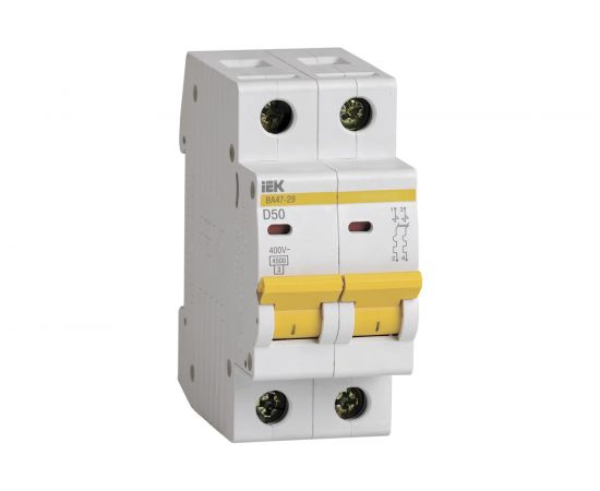 Автоматический выключатель IEK ВА47-29, 2Р, 50А, 4,5кА, х-ка D MVA20-2-050-D 