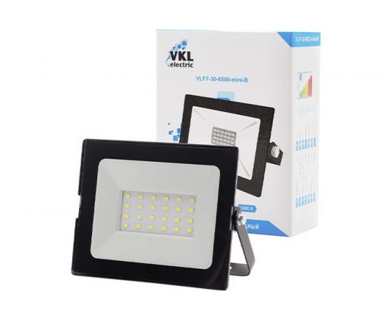 Прожектор VKL electric LED 30W VLF7-30-6500-mini-B 6500К 2700Лм 220V IP65 черный 1/ 60 1013398 