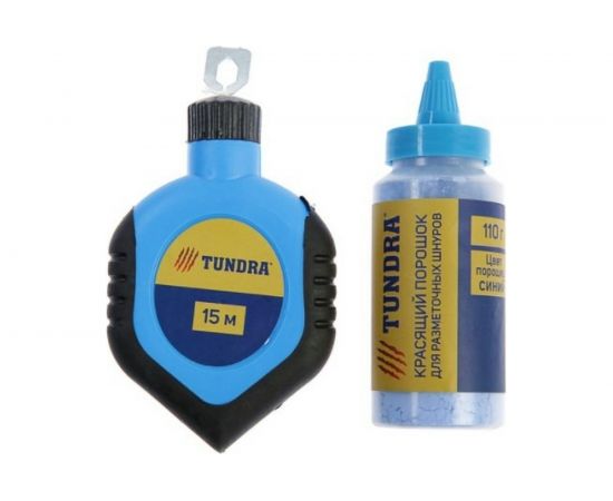 Набор разметочный TUNDRA шнур малярный 15 м, красящий порошок 110 г, синий 4617748 