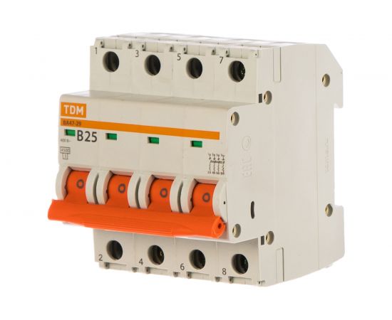 Автоматический выключатель TDM ВА47-29 4Р 25А 4.5кА В SQ0206-0060 