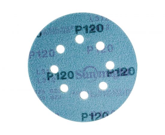 Круг шлифовальный FILM L312T (5 шт; 125 мм; на липучке; 8 отв; зелёный; P120) SUNMIGHT 53208R – изображение 2