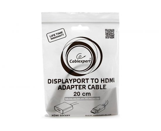 Переходник Cablexpert, DisplayPort - HDMI, 20M/19F, белый, пакет, A-DPM-HDMIF-002-W – изображение 2