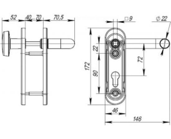 Дверная ручка Fuaro DH-043P-KNOB NE черная, нейлон, квадрат 9x90 мм 36101 – изображение 2