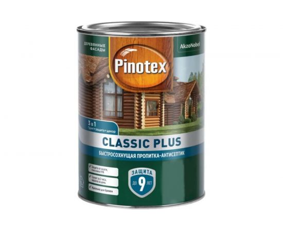 Быстросохнущая пропитка-антисептик PINOTEX CLASSIC PLUS 3в1 палисандр, 0.9 л 5479946 