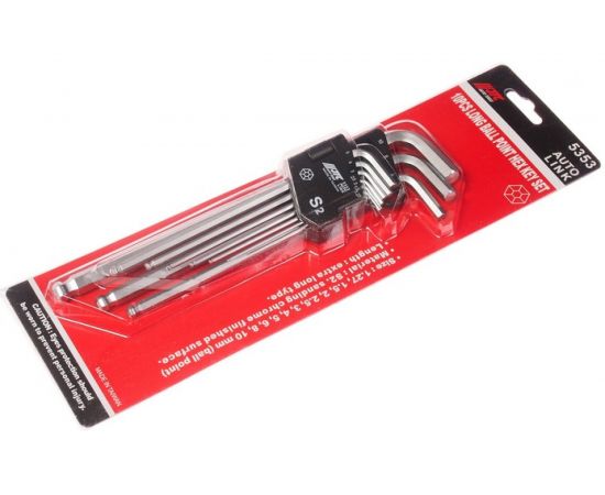 Набор Г-образных шестигранных экстрадлинных ключей с шаром 1.27-10мм 10шт JTC 5353 – изображение 2