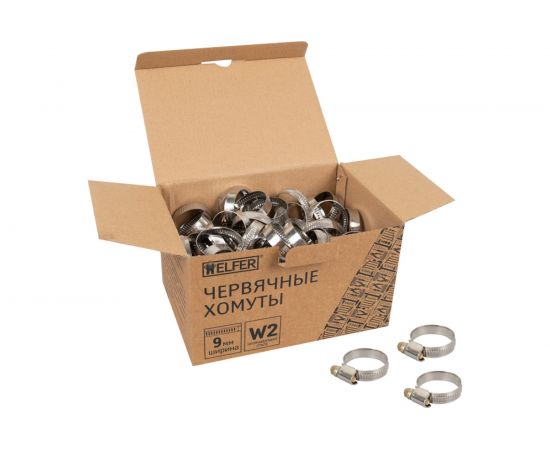 Хомут HELFER W2, 20-32 мм, нержавеющая сталь, уп. 100 шт. HF004053 – изображение 2