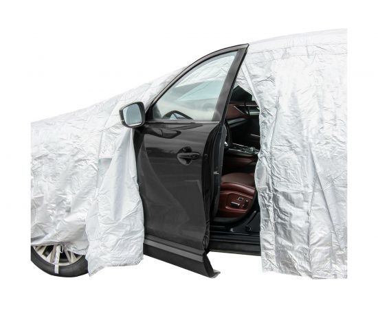 Чехол-тент на автомобиль AIRLINE защитный, XL, 510х195х150 см, молния для двери, универсальный, серый AC-FC-04 – изображение 3