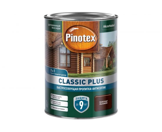 Быстросохнущая пропитка-антисептик PINOTEX CLASSIC PLUS 3в1 палисандр, 0.9 л 5479946 – изображение 3