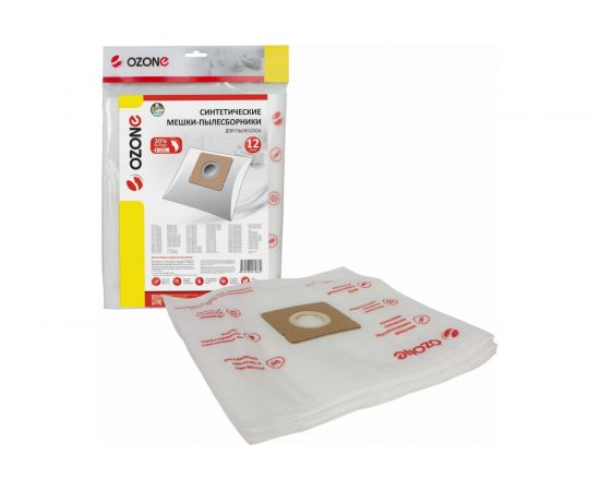 Мешки-пылесборники синтетические 12 шт + 2 микрофильтра для пылесоса Ozone XXL-66 – изображение 4